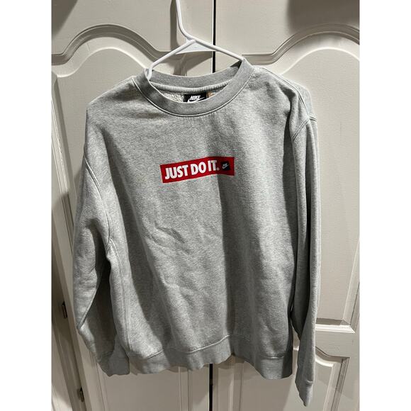 Nike “Just Do It” Crewneck Sweatshirt Men’s Large Gray Graphic Pullover L - Picture 1 of 7